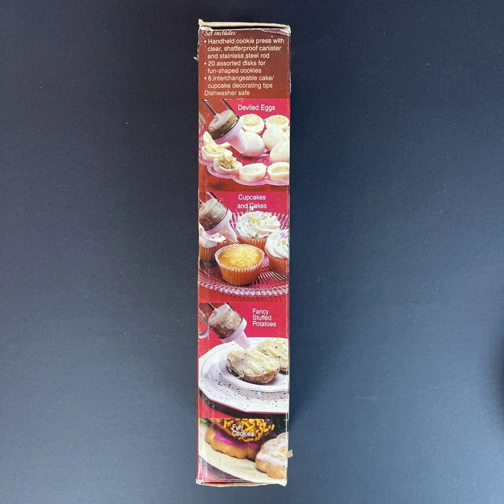 Giant 29 Piece Cookie Press & Decorating Icing Set VTG 20 Disks 6 Icing Tips NEW
